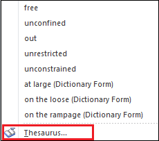 How to use a Thesaurus in Word document