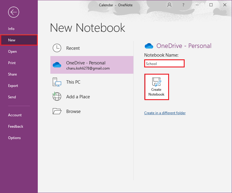 Creating Notebook in OneNote