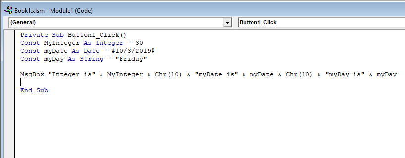 VBA Constant