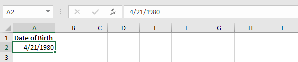 Date of Birth in Excel
