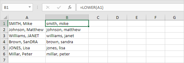Lowercase in Excel