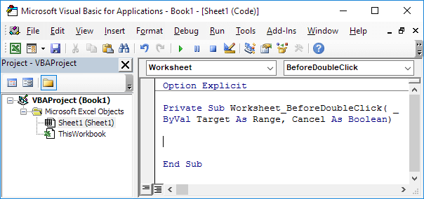 Worksheet BeforeDoubleClick Event in Excel VBA